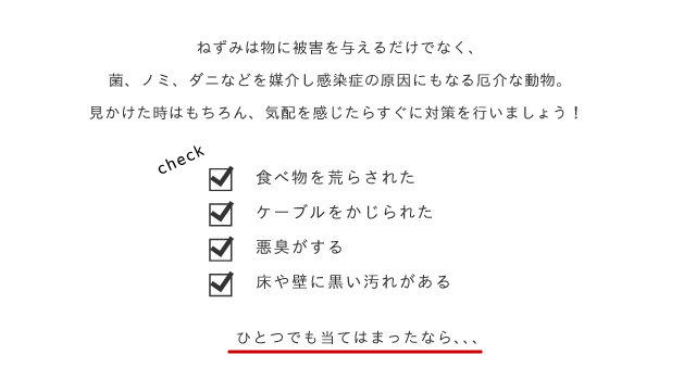 ねずみの気配をチェック。ひとつでも当てはまったなら、、